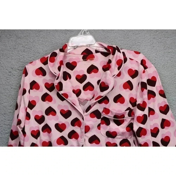 Kate Spade Women's Button Up Pajama Top-Size Medium-Hearts - Picture 2 of 8